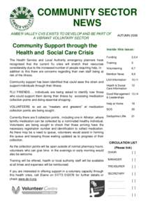 COMMUNITY SECTOR NEWS AMBER VALLEY CVS EXISTS TO DEVELOP AND BE PART OF A VIBRANT VOLUNTARY SECTOR  Community Support through the