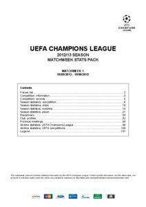UEFA CHAMPIONS LEAGUE[removed]SEASON MATCHWEEK STATS PACK