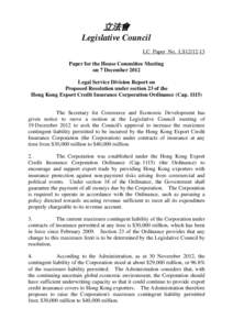 立法會 Legislative Council LC Paper No. LS12[removed]Paper for the House Committee Meeting on 7 December 2012 Legal Service Division Report on