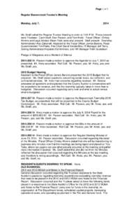 Page 1 of 3 Regular Beavercreek Trustee’s Meeting Monday, July 7,  2014