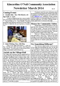 Kincardine O’Neil Community Association  Newsletter March 2014