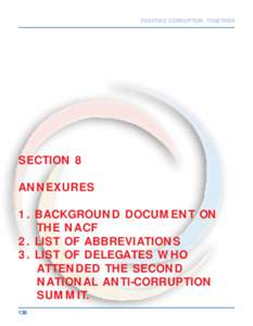 FIGHTING CORRUPTION TOGETHER  SECTION 8 ANNEXURES 1. BACKGROUND DOCUMENT ON THE NACF