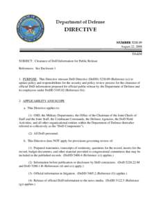 DoD Directive[removed], August 22, 2008