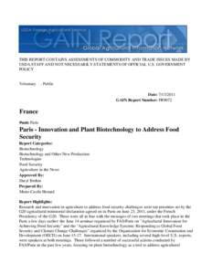 THIS REPORT CONTAINS ASSESSMENTS OF COMMODITY AND TRADE ISSUES MADE BY USDA STAFF AND NOT NECESSARILY STATEMENTS OF OFFICIAL U.S. GOVERNMENT POLICY Voluntary