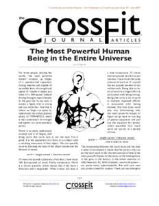 CrossFit Journal Article Reprint. First Published in CrossFit Journal Issue 59 - July[removed]The Most Powerful Human Being in the Entire Universe Lon Kilgore For some people, hearing the