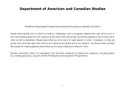 The School of American and Canadian Studies