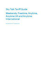 Sky Talk Tariff Guide Weekends, Freetime, Anytime, Anytime UK and Anytime