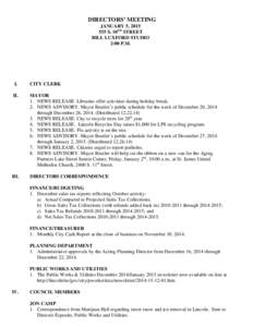 DIRECTORS’ MEETING JANUARY 5, [removed]S. 10TH STREET BILL LUXFORD STUDIO 2:00 P.M.