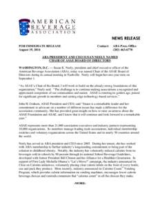 NEWS RELEASE FOR IMMEDIATE RELEASE August 19, 2014 Contact: