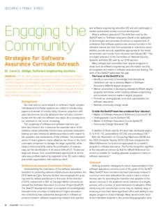 SECURING A MOBILE WORLD  Engaging the Community Strategies for Software Assurance Curricula Outreach