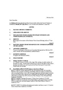 25th June 2014 Dear Councillor, An Ordinary Meeting of Sandwich Town Council will be held in the Council Chamber at Guildhall on Monday 30th June 2014 at 7 p.m. at which your attendance is requested. AGENDA 1.