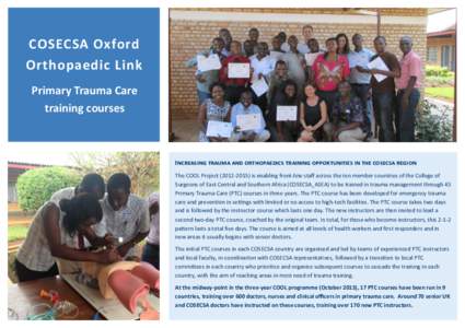 COSECSA Oxford Orthopaedic Link Primary Trauma Care training courses  Increasing trauma and orthopaedics training opportunities in the cosecsa region