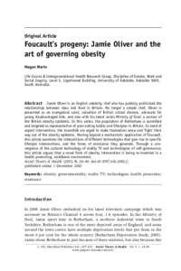 Geography / Sociology / Michel Foucault / Obesity / Governmentality / Jamie Oliver / Epidemiology of obesity / Public health / Rotherham / Health / Medicine / Political philosophy