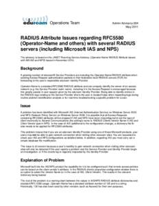 Microsoft Word - RADIUS Attribute eduroam Advisory 6JUN11.doc