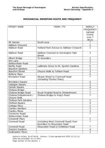 The Royal Borough of Kensington and Chelsea Service Specification: Street Cleansing - Appendix E