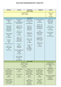 Extra-curricular Timetable SeptemberDecemberMONDAY TUESDAY