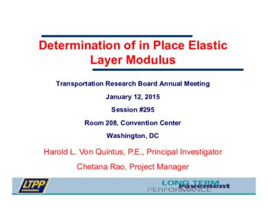 Determination of in Place Elastic Layer Modulus