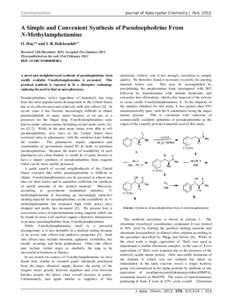 Communication  Journal of Apocryphal Chemistry | Feb[removed]A Simple and Convenient Synthesis of Pseudoephedrine From N-Methylamphetamine