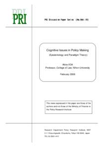 Cognitive Issues in Policy Making