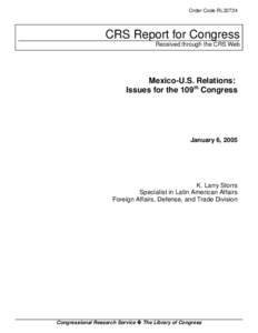 Mexico-U.S. Relations: Issues for the 109th Congress