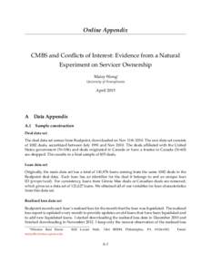 Online Appendix  CMBS and Conflicts of Interest: Evidence from a Natural Experiment on Servicer Ownership Maisy Wong∗ University of Pennsylvania