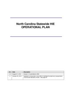 Microsoft Word - NC HIE Operational Plan_Update October 25, 2010-ver 1.1.DOC