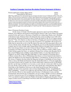 Southern Campaign American Revolution Pension Statements & Rosters Pension application of James Haley S4316 Transcribed by Will Graves f24VA[removed]