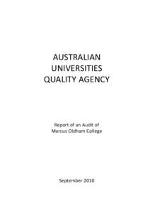 AUSTRALIAN UNIVERSITIES QUALITY AGENCY Report of an Audit of Marcus Oldham College