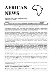 AFRICAN NEWS Newsletter of the Centre of African Studies, University of London _____________________________________________________________________ Number 56