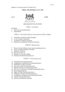 A. 115 Supplement A- Government Gazette dated 17th September, 1999 MINES AND MINERALS ACT, 1999  No. 17