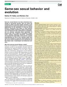 Same-sex sexual behavior and evolution