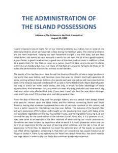 THE ADMINISTRATION OF THE ISLAND POSSESSIONS by Theodore Roosevelt