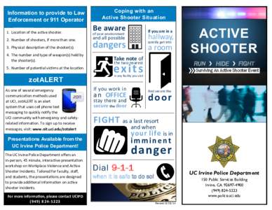 Information to provide to Law Enforcement or 911 Operator Coping with an Active Shooter Situation