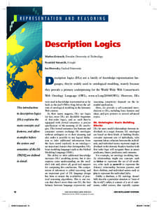 Representation and Reasoning  Description Logics Markus Krötzsch, Dresden University of Technology František Simancˇík, Google Ian Horrocks, Oxford University