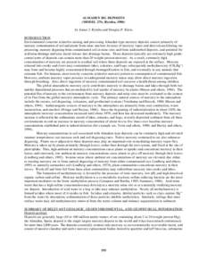 ALMADEN HG DEPOSITS (MODEL 27b; Rytuba, 1986) by James J. Rytuba and Douglas P. Klein INTRODUCTION Environmental concerns related to mining and processing Almaden-type mercury deposits consist primarily of: mercury conta