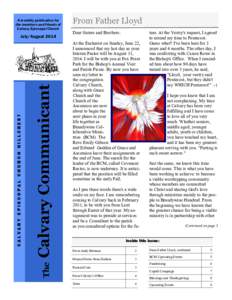 A monthly publication for the members and friends of Calvary Episcopal Church 1