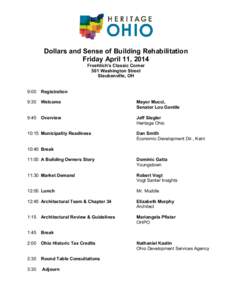 Dollars and Sense of Building Rehabilitation Friday April 11, 2014 Froehlich’s Classic Corner 501 Washington Street Steubenville, OH