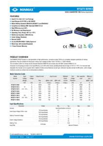 ®  MTQZ75 SERIES DC/DC CONVERTER 75W, Railway Applications  FEATURES