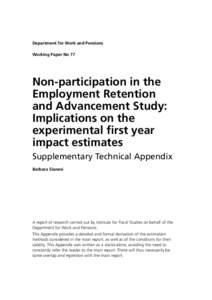 Department for Work and Pensions Working Paper No 77 Non-participation in the Employment Retention and Advancement Study: