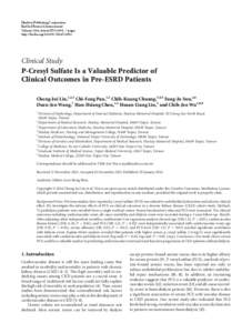 P-Cresyl Sulfate Is a Valuable Predictor of Clinical Outcomes in Pre-ESRD Patients