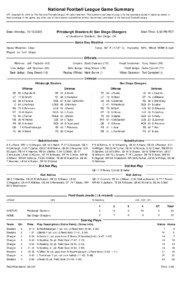 National Football League Game Summary NFL Copyright © 2005 by The National Football League. All rights reserved. This summary and play-by-play is for the express purpose of assisting media in their coverage of the game; any other use of this material is prohibited without the written permission of the National Football League.