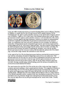 Politics in the Gilded Age  In the year 1800 it would scarcely have occurred to founding fathers such as Jefferson, Hamilton,