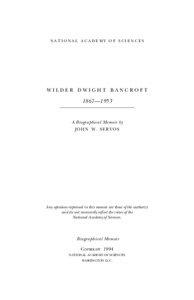 Chemistry / Bancroft / Science / Theodore William Richards / Society / Wilhelm Ostwald / Journal of Physical Chemistry A / Found / Josiah Parsons Cooke / Physical chemists / Wilder Dwight Bancroft / Academia