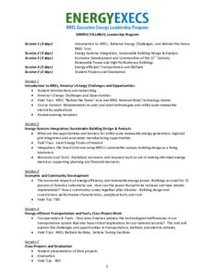 Executive Energy Leadership Program Sample Syllabus