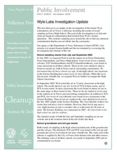 Fact Sheet: Wyle Labs Investigation Update