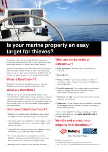 Is your marine property an easy target for thieves? Having your boat, jetski or outboard stolen is expensive, inconvenient and frustrating. That’s why it’s essential to take appropriate measures to protect your marin