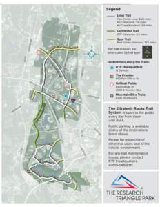 Legend Loop Trail Park Center Loop: 5.25 miles Kit Creek Loop: 3.0 miles Kit Creek Extension: 2.5 miles