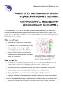 Master thesis in the DOAS group  Analysis of SO2 measurements of volcanic eruptions by the GOME-2 instrument Auswertung der SO2-Messungen von Vulkanausbrüchen durch GOME-2