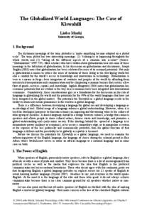 Languages of Kenya / East Africa / Swahili / Swahili language / Bantu languages / Swahili people / Tanzania / Swahili literature / Chama cha Kiswahili cha Taifa / Africa / Linguistic typology / Languages of Tanzania