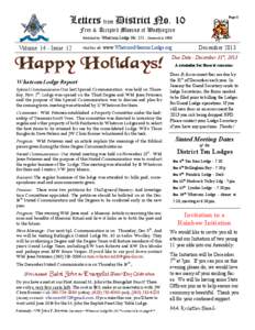 Letters from District No. 10  Page 1 Free & Accepted Masons of Washington Published by: Whatcom